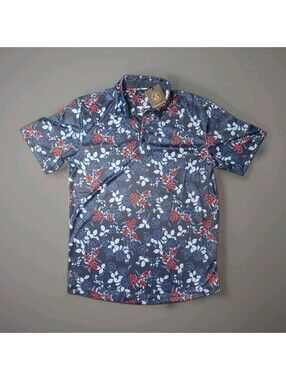 Swannies Golf Chase Polo Navy Floral Red Small